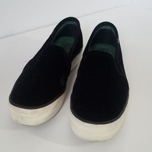 Keds Double Decker Black Velvet Shoes